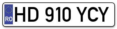 Placuta inmatriculare numar auto  HD-910-YCY, HD 910 YCY, HD910YCY