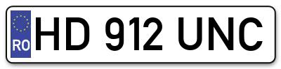 Placuta inmatriculare numar auto  HD-912-UNC, HD 912 UNC, HD912UNC