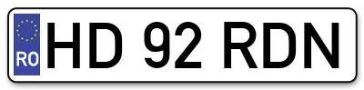 Placuta inmatriculare numar auto  HD-92-RDN, HD 92 RDN, HD92RDN