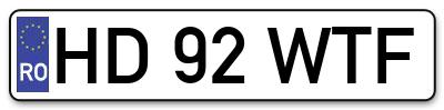 Placuta inmatriculare numar auto  HD-92-WTF, HD 92 WTF, HD92WTF