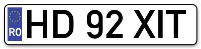 Placuta inmatriculare numar auto  HD-92-XIT, HD 92 XIT, HD92XIT