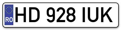 Placuta inmatriculare numar auto  HD-928-IUK, HD 928 IUK, HD928IUK