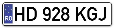 Placuta inmatriculare numar auto  HD-928-KGJ, HD 928 KGJ, HD928KGJ