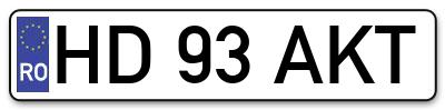 Placuta inmatriculare numar auto  HD-93-AKT, HD 93 AKT, HD93AKT