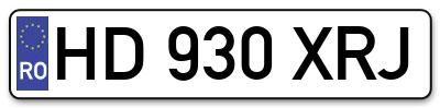 Placuta inmatriculare numar auto  HD-930-XRJ, HD 930 XRJ, HD930XRJ