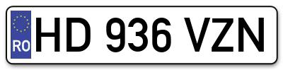 Placuta inmatriculare numar auto  HD-936-VZN, HD 936 VZN, HD936VZN