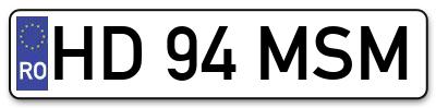 Placuta inmatriculare numar auto  HD-94-MSM, HD 94 MSM, HD94MSM