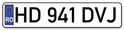 Placuta inmatriculare numar auto  HD-941-DVJ, HD 941 DVJ, HD941DVJ