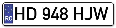 Placuta inmatriculare numar auto  HD-948-HJW, HD 948 HJW, HD948HJW