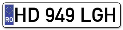 Placuta inmatriculare numar auto  HD-949-LGH, HD 949 LGH, HD949LGH