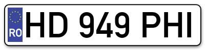 Placuta inmatriculare numar auto  HD-949-PHI, HD 949 PHI, HD949PHI