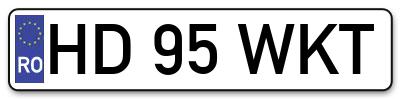 Placuta inmatriculare numar auto  HD-95-WKT, HD 95 WKT, HD95WKT