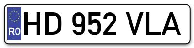 Placuta inmatriculare numar auto  HD-952-VLA, HD 952 VLA, HD952VLA