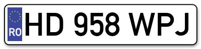 Placuta inmatriculare numar auto  HD-958-WPJ, HD 958 WPJ, HD958WPJ