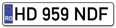 Placuta inmatriculare numar auto  HD-959-NDF, HD 959 NDF, HD959NDF