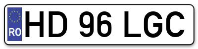 Placuta inmatriculare numar auto  HD-96-LGC, HD 96 LGC, HD96LGC