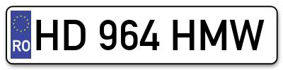 Placuta inmatriculare numar auto  HD-964-HMW, HD 964 HMW, HD964HMW