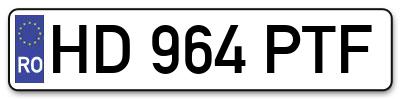 Placuta inmatriculare numar auto  HD-964-PTF, HD 964 PTF, HD964PTF