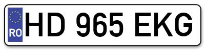 Placuta inmatriculare numar auto  HD-965-EKG, HD 965 EKG, HD965EKG