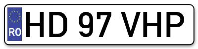 Placuta inmatriculare numar auto  HD-97-VHP, HD 97 VHP, HD97VHP