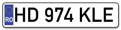 Placuta inmatriculare numar auto  HD-974-KLE, HD 974 KLE, HD974KLE