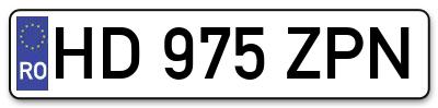 Placuta inmatriculare numar auto  HD-975-ZPN, HD 975 ZPN, HD975ZPN