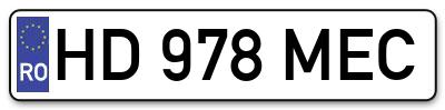 Placuta inmatriculare numar auto  HD-978-MEC, HD 978 MEC, HD978MEC
