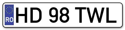 Placuta inmatriculare numar auto  HD-98-TWL, HD 98 TWL, HD98TWL