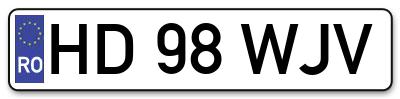 Placuta inmatriculare numar auto  HD-98-WJV, HD 98 WJV, HD98WJV