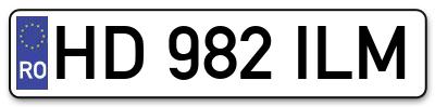Placuta inmatriculare numar auto  HD-982-ILM, HD 982 ILM, HD982ILM