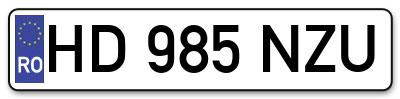 Placuta inmatriculare numar auto  HD-985-NZU, HD 985 NZU, HD985NZU
