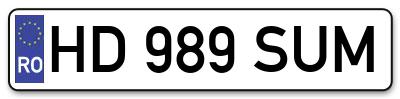 Placuta inmatriculare numar auto  HD-989-SUM, HD 989 SUM, HD989SUM