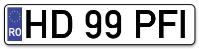Placuta inmatriculare numar auto  HD-99-PFI, HD 99 PFI, HD99PFI