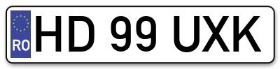 Placuta inmatriculare numar auto  HD-99-UXK, HD 99 UXK, HD99UXK