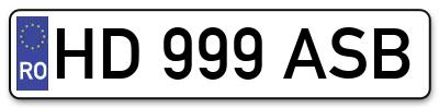 Placuta inmatriculare numar auto  HD-999-ASB, HD 999 ASB, HD999ASB