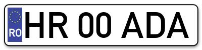 Placuta inmatriculare numar auto  HR-00-ADA, HR 00 ADA, HR00ADA