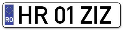 Placuta inmatriculare numar auto  HR-01-ZIZ, HR 01 ZIZ, HR01ZIZ