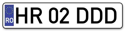 Placuta inmatriculare numar auto  HR-02-DDD, HR 02 DDD, HR02DDD