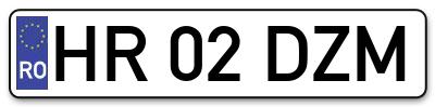 Placuta inmatriculare numar auto  HR-02-DZM, HR 02 DZM, HR02DZM