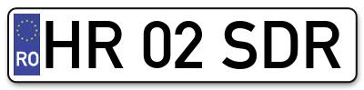 Placuta inmatriculare numar auto  HR-02-SDR, HR 02 SDR, HR02SDR