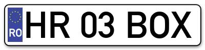 Placuta inmatriculare numar auto  HR-03-BOX, HR 03 BOX, HR03BOX