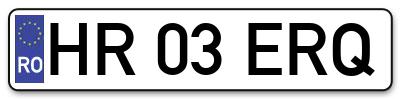 Placuta inmatriculare numar auto  HR-03-ERQ, HR 03 ERQ, HR03ERQ