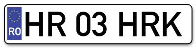 Placuta inmatriculare numar auto  HR-03-HRK, HR 03 HRK, HR03HRK