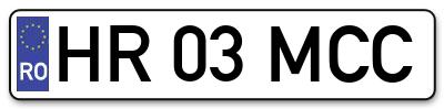 Placuta inmatriculare numar auto  HR-03-MCC, HR 03 MCC, HR03MCC
