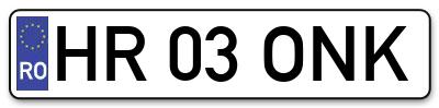 Placuta inmatriculare numar auto  HR-03-ONK, HR 03 ONK, HR03ONK