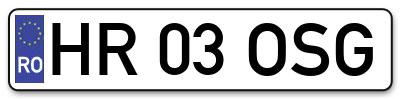 Placuta inmatriculare numar auto  HR-03-OSG, HR 03 OSG, HR03OSG