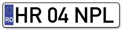 Placuta inmatriculare numar auto  HR-04-NPL, HR 04 NPL, HR04NPL