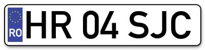 Placuta inmatriculare numar auto  HR-04-SJC, HR 04 SJC, HR04SJC
