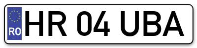 Placuta inmatriculare numar auto  HR-04-UBA, HR 04 UBA, HR04UBA