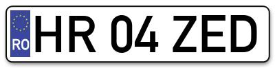 Placuta inmatriculare numar auto  HR-04-ZED, HR 04 ZED, HR04ZED